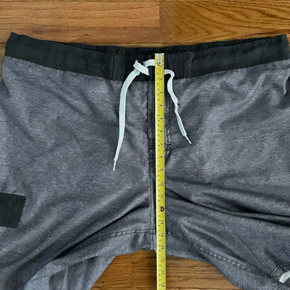 OP Ocean Pacific Mens 2XL Swim Trunks Board Shorts Gray Black Drawstring
